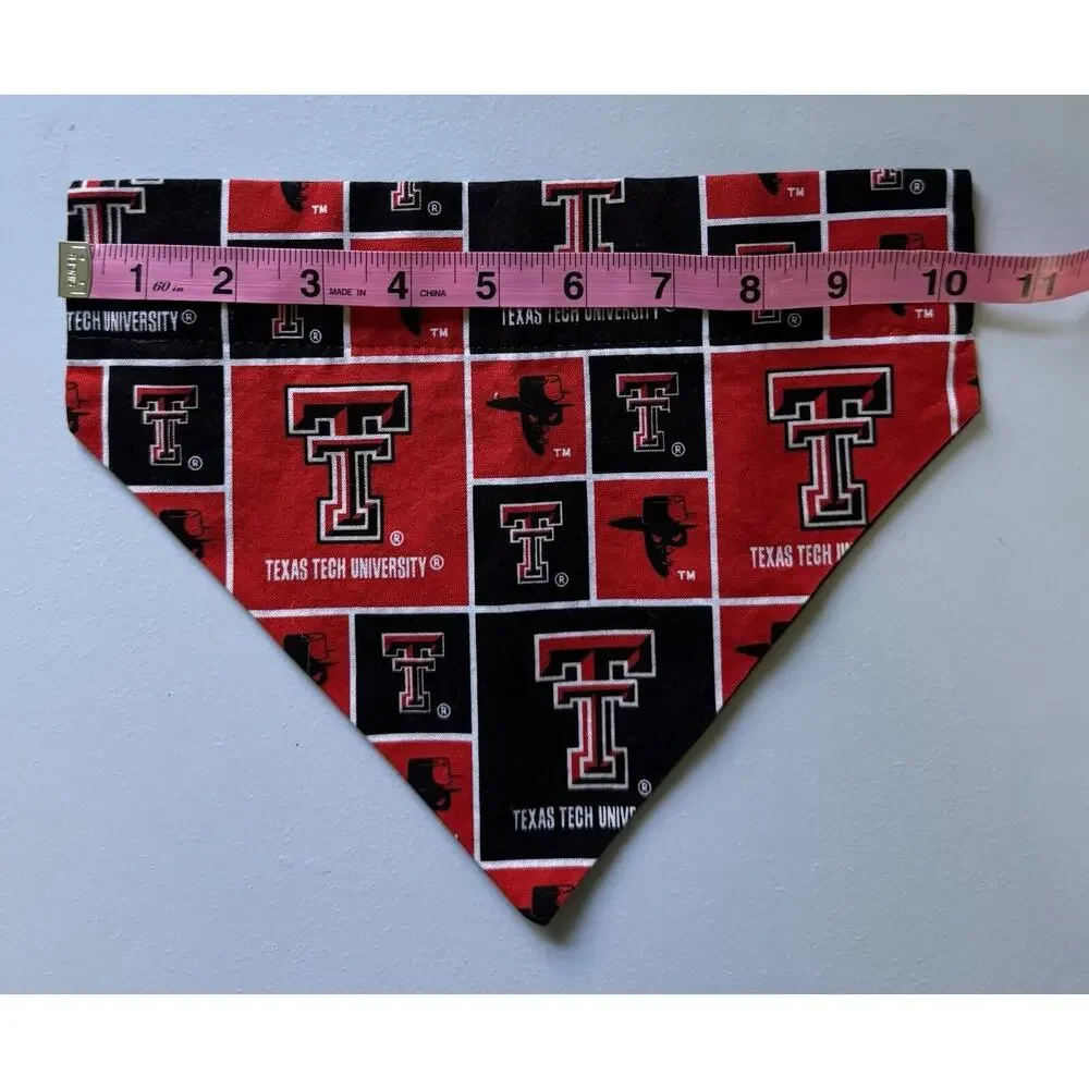 Pet Dog Bandanna Texas Tech University Red Raiders Over Collar Red/Bl Scarf USA